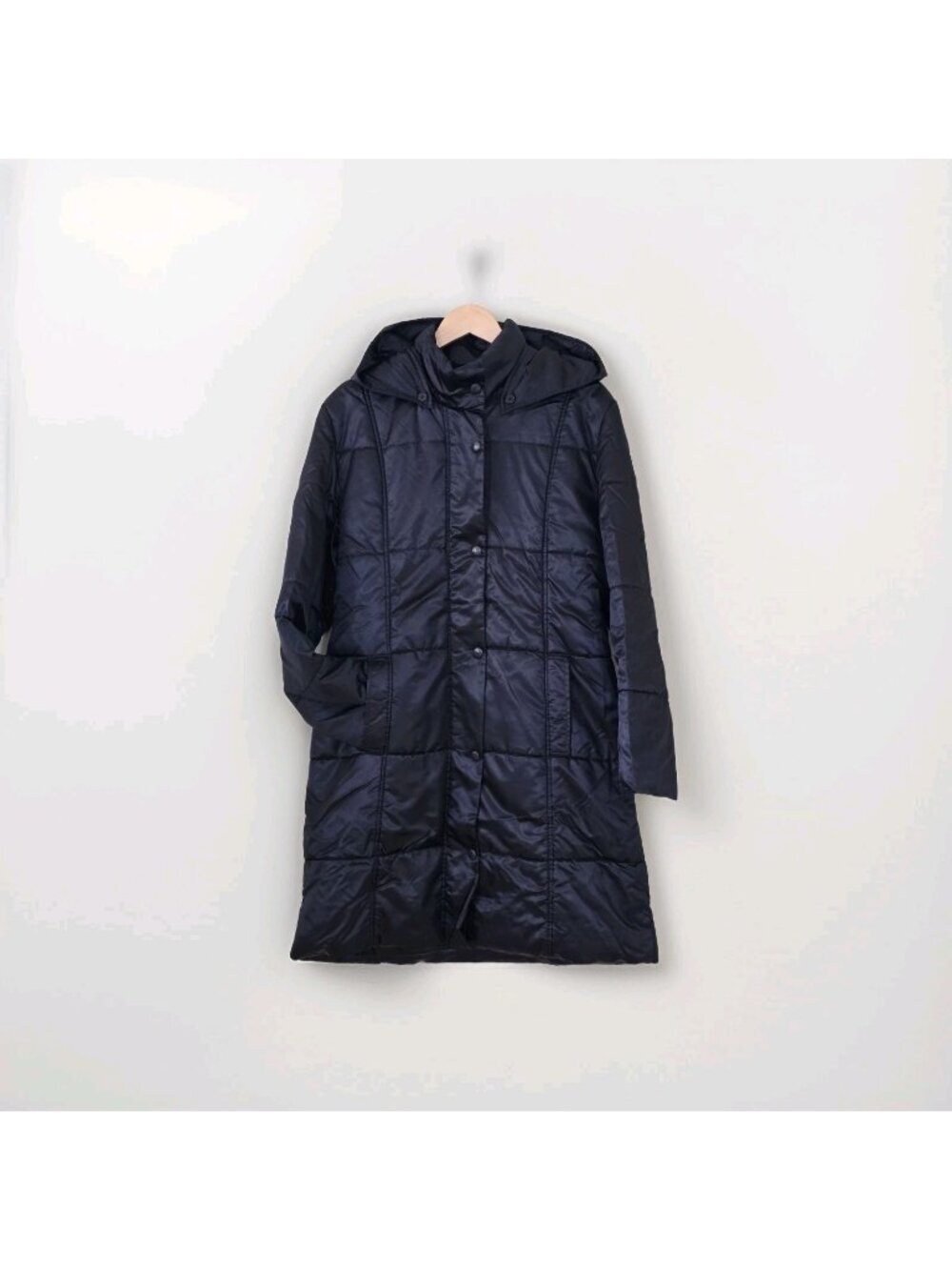 Pennyblack Max Mara Quilted Puffer Coat 38 US 4 Black Long Detachable Hood Italy